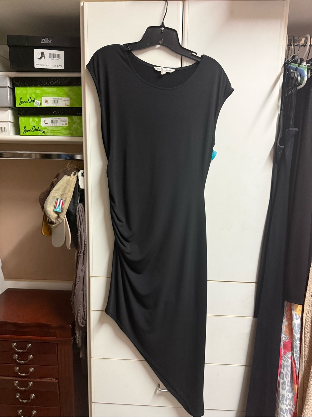 BCBGeneration Black Asymmetrical Ruched Dress